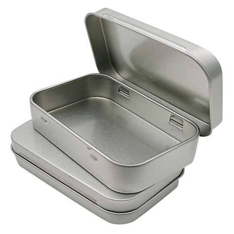 metal box with hinged lid|rectangular metal box with lid.